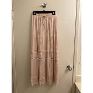 Lost + Wander Light Pink Boho Maxi Skirt | Coastal Cowgirl Romantic Core M